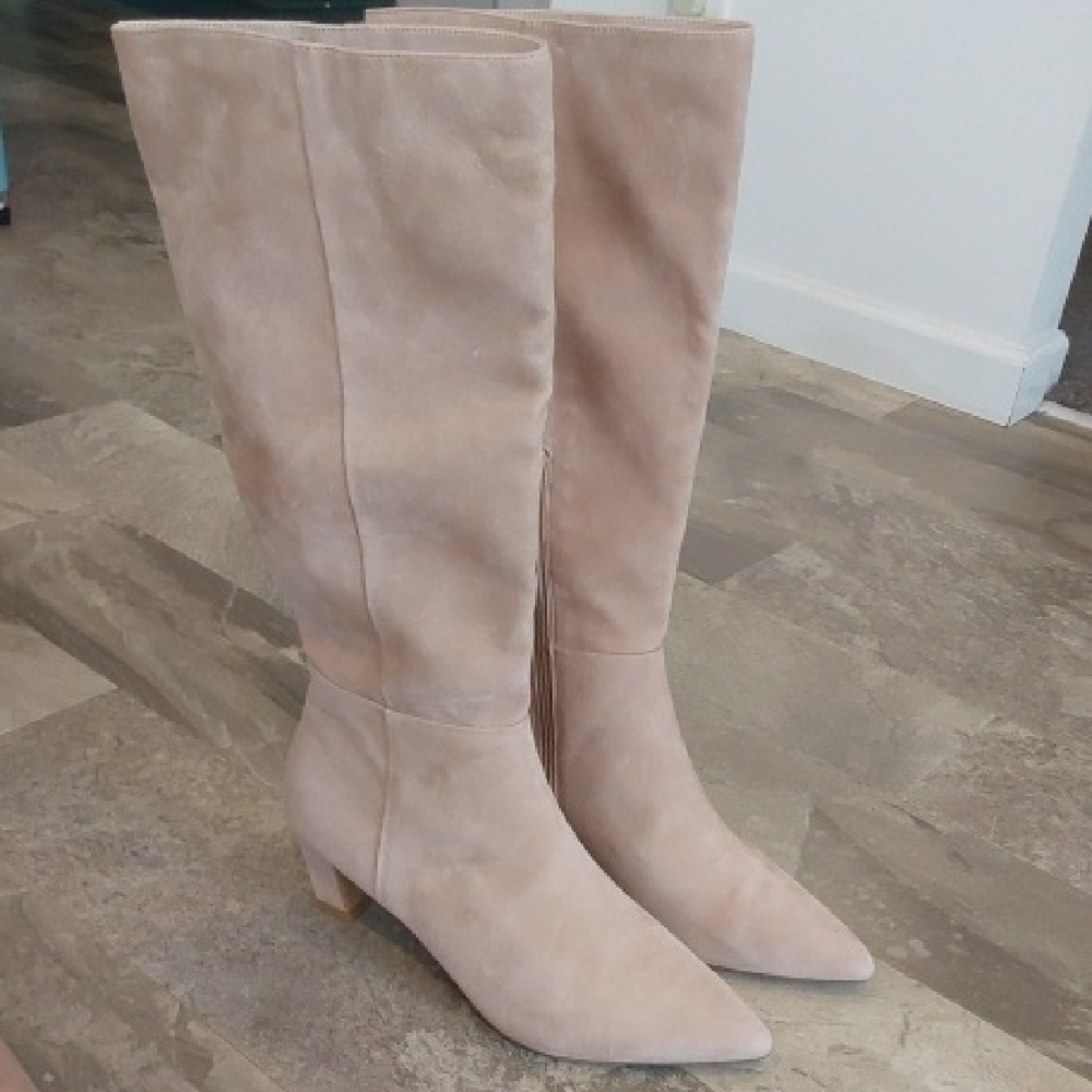 Faryl Elegant Tan Knee-High Genuine Suede Women's Boots